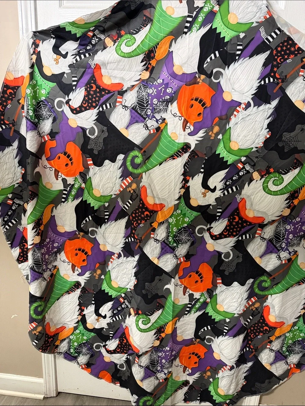 Halloween Gnome Pumpkin Print Round Tablecloth NEW 70x70